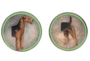 Cartier Antique Enamel Sterling Silver Airedale Terrier Dog Heads or Tails Flip Coin