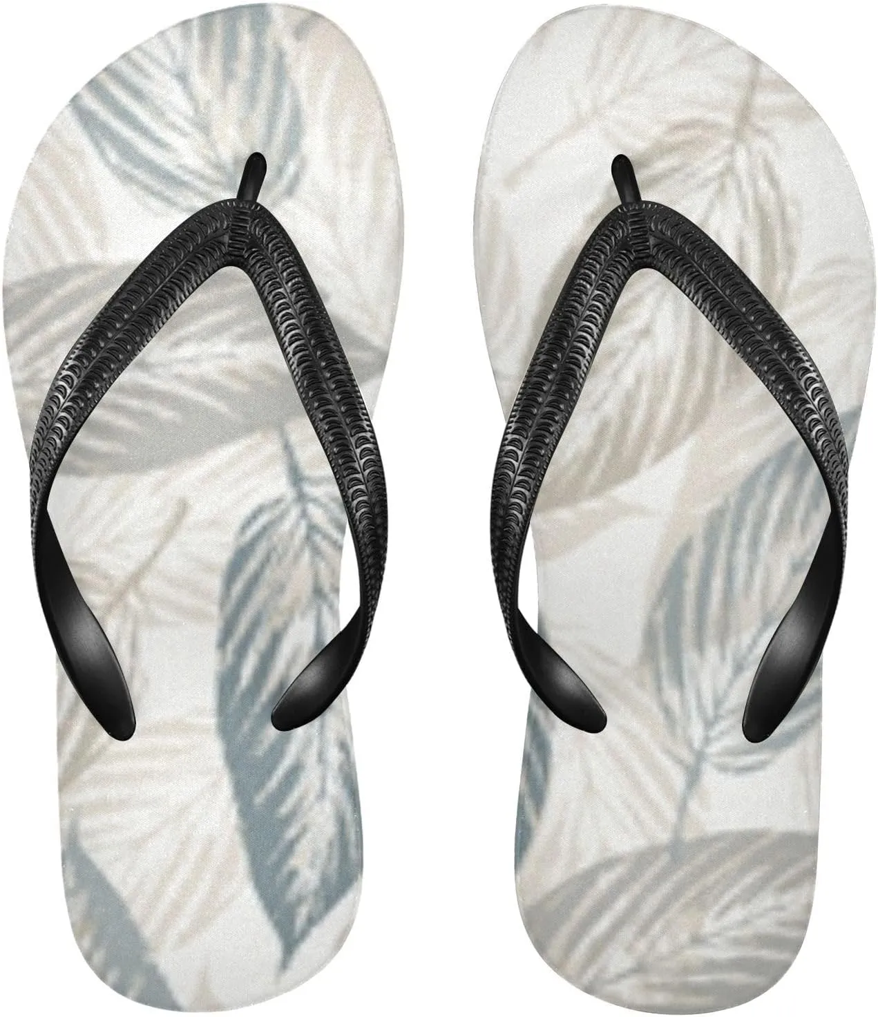 Casual Women's Slim Flip Flops - Ombre Abstract Leaves Summer Thong Flat Sandals Rubber Slide Slippers Shower Shoes