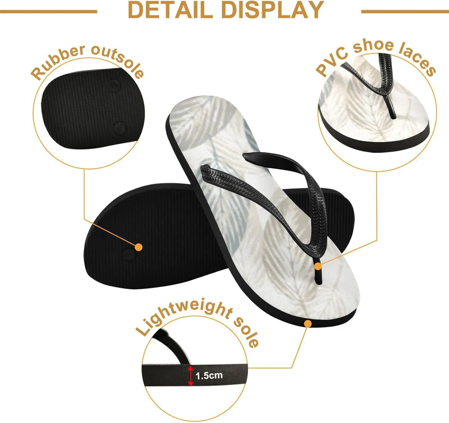Casual Women's Slim Flip Flops - Ombre Abstract Leaves Summer Thong Flat Sandals Rubber Slide Slippers Shower Shoes
