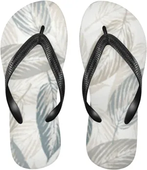 Casual Women's Slim Flip Flops - Ombre Abstract Leaves Summer Thong Flat Sandals Rubber Slide Slippers Shower Shoes
