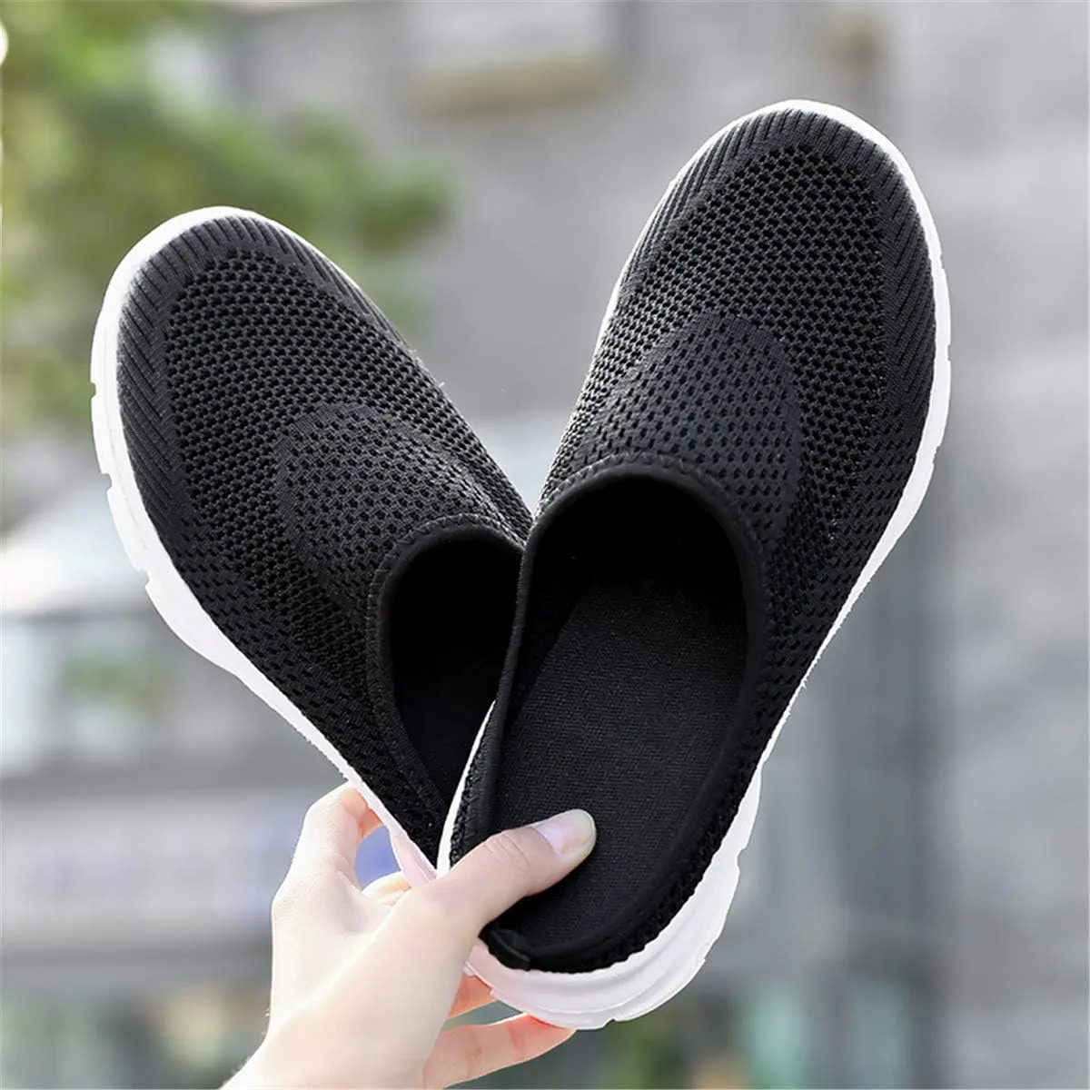 ChicWind Womens Breathable Mesh Walking Mules Sneakers Open Back Slip On Shoes