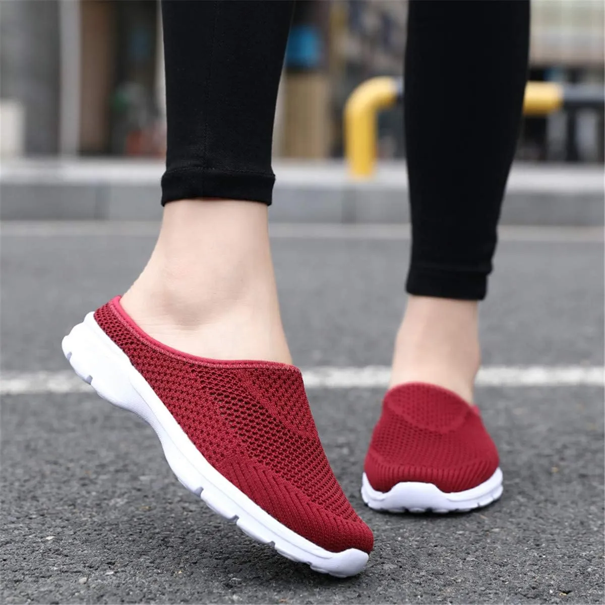 ChicWind Womens Breathable Mesh Walking Mules Sneakers Open Back Slip On Shoes