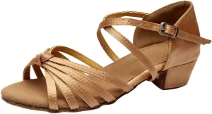 Chunky Heels Sandals Women Summer Dress Latin Satin Ballroom Tango Performance Practice Dance Shoes