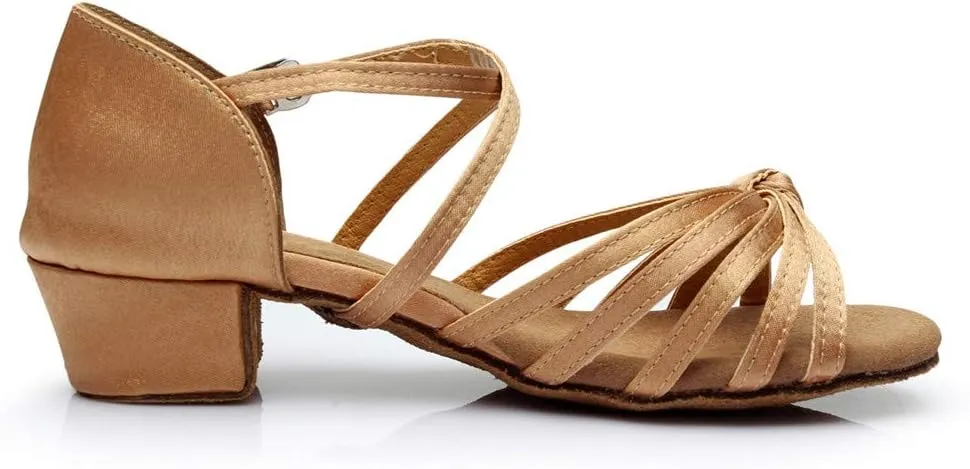 Chunky Heels Sandals Women Summer Dress Latin Satin Ballroom Tango Performance Practice Dance Shoes