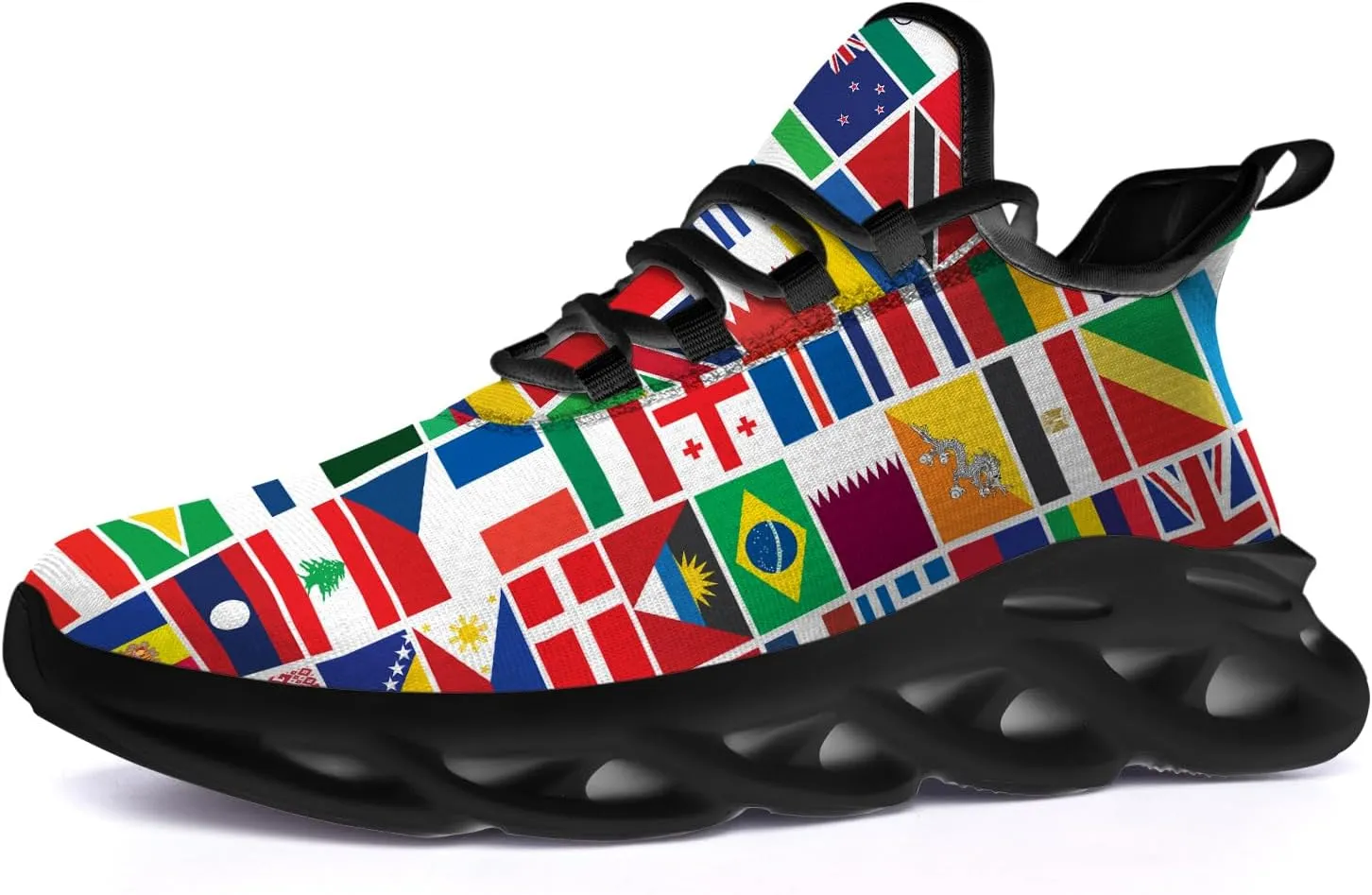 Ciadoon World Map Shoes for Women Men Road Running Walking Tennis Athletic Lightweight Sneakers World Flag Shoes Gifts for Men Women