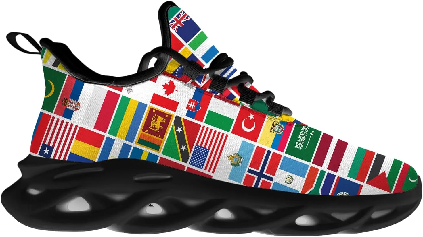 Ciadoon World Map Shoes for Women Men Road Running Walking Tennis Athletic Lightweight Sneakers World Flag Shoes Gifts for Men Women