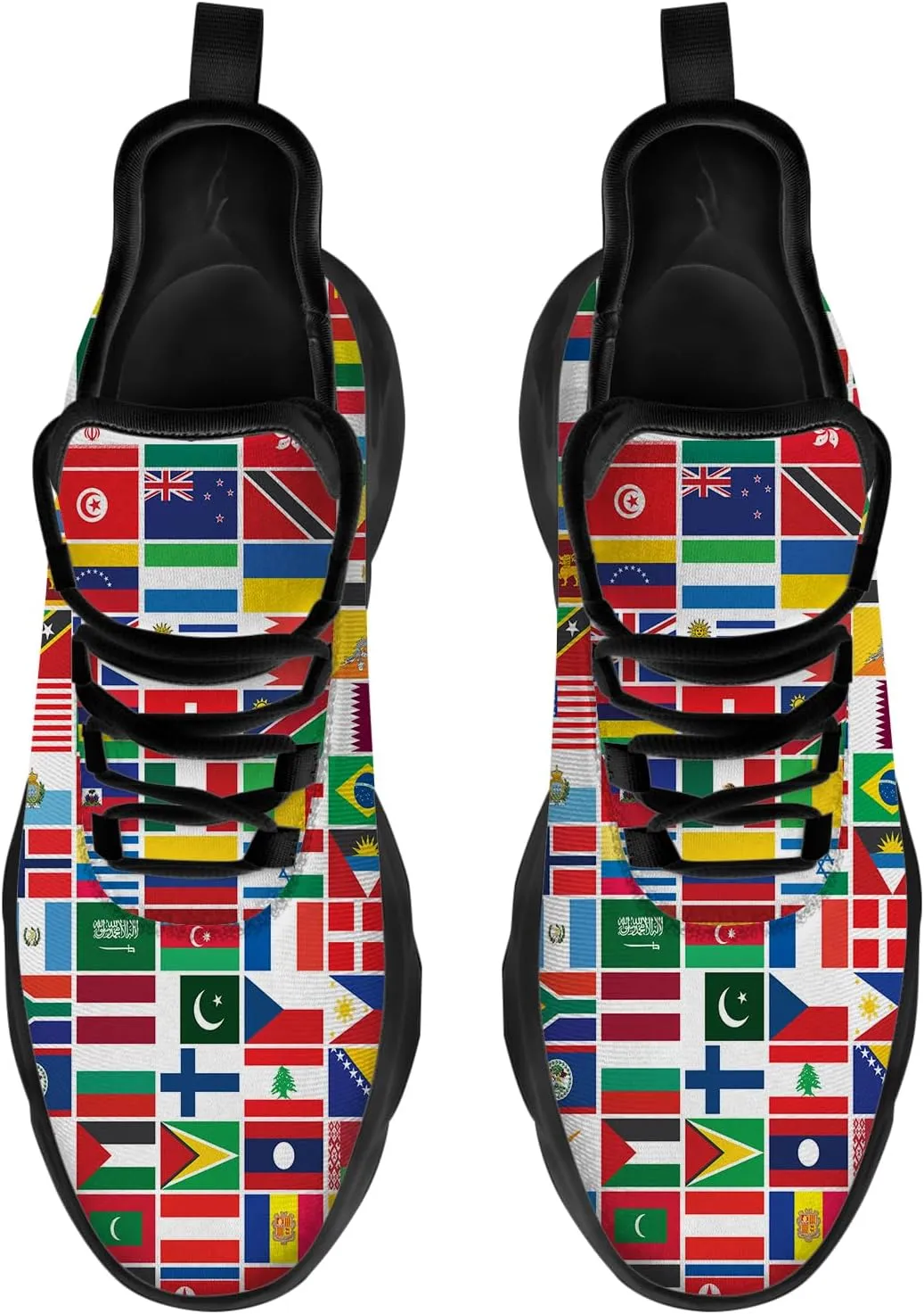 Ciadoon World Map Shoes for Women Men Road Running Walking Tennis Athletic Lightweight Sneakers World Flag Shoes Gifts for Men Women
