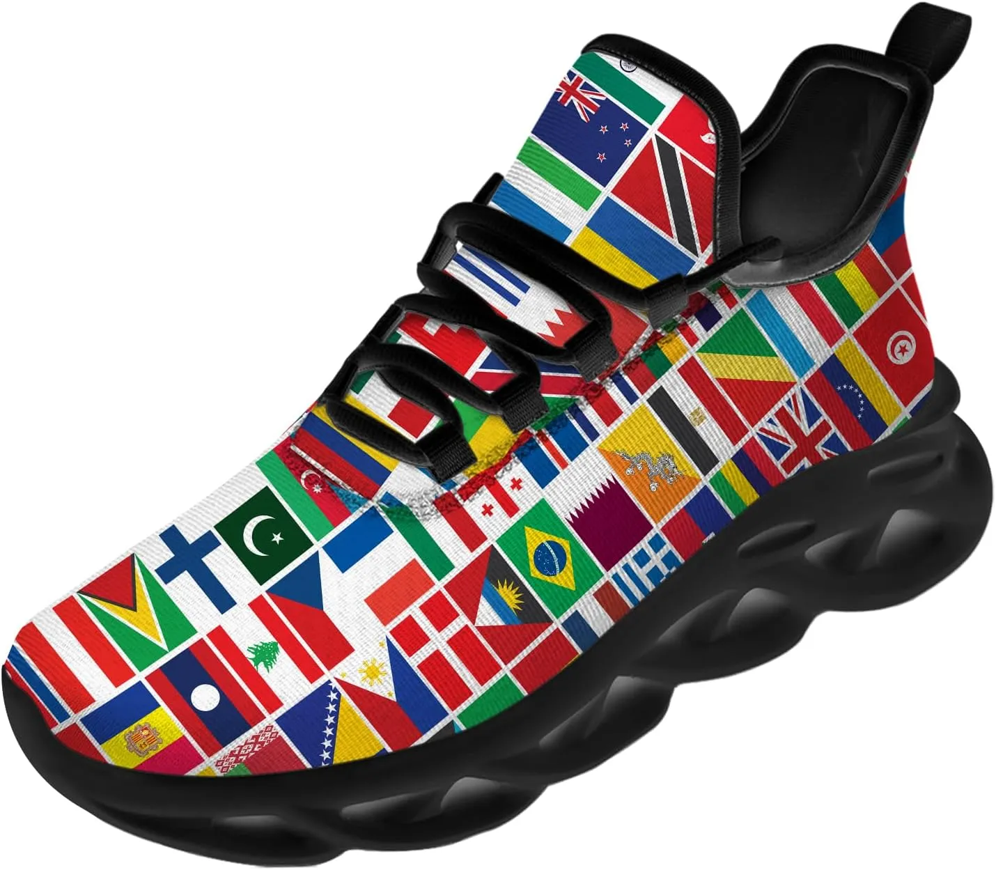 Ciadoon World Map Shoes for Women Men Road Running Walking Tennis Athletic Lightweight Sneakers World Flag Shoes Gifts for Men Women