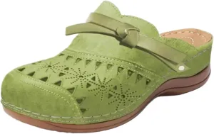 Clogs for Women Wide Width Wedge Sandals Hollow Out Closed Toe Slip On Slippers Arch Support Outdoor Beach Slippers