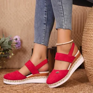 Closed Toe Wedges Sandals for Women 2025 Womens Espadrilles Wedge Heels Closed Toe Summer Shoes Dressy Platform Ankle Strap Heeled Sandals Ladies Comfortable Dress Covered Toe Sandals