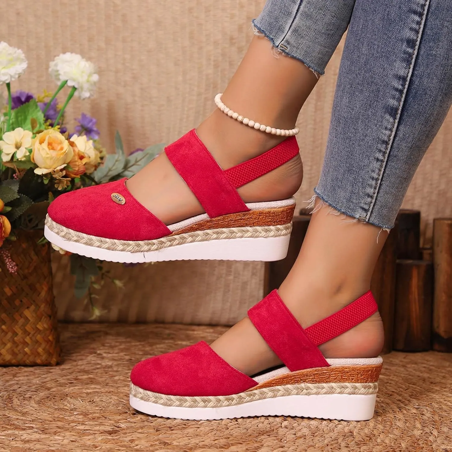 Closed Toe Wedges Sandals for Women 2025 Womens Espadrilles Wedge Heels Closed Toe Summer Shoes Dressy Platform Ankle Strap Heeled Sandals Ladies Comfortable Dress Covered Toe Sandals