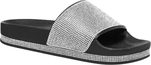 CLOVERLAY Women’s Slide Sandals Rhinestone Glitter Platform Slides Sandals Slippers