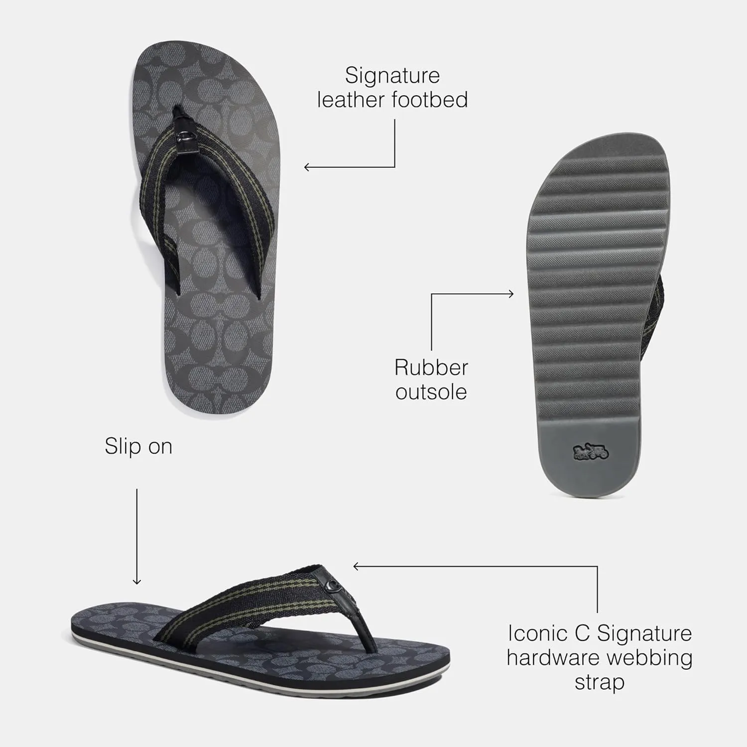 Coach Men's Signature Webbing Flip Flop