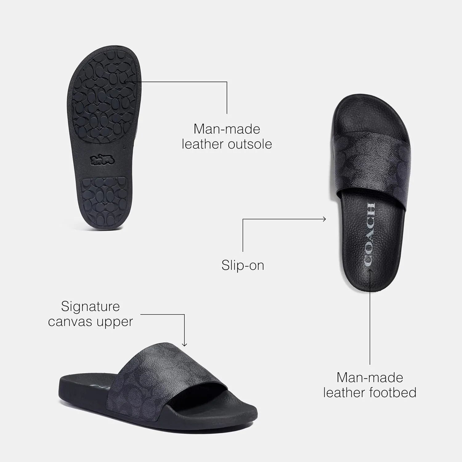 Coach Women's Udele Coated Canvas Slide Slipper