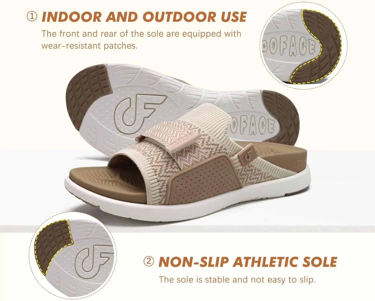 COFACE Women’s Orthotic Sandals Comfortable Plantar Fasciitis Arch Support Sandal Slippers Ladies Fashion Fabric Kint Slides Sandals with Lightweight Athletic Soft Cushion Footbed (US Size 5-11)