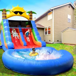 Commercial Water Slide for Adults Kids(Double Slides&Big Splash Water Pool),100% PVC 22.5ft(L) Adult Inflatable Water Slide with Blower Great for Outdoor Summer Fun,Backyard Party-22.5x10.8x12.3ft