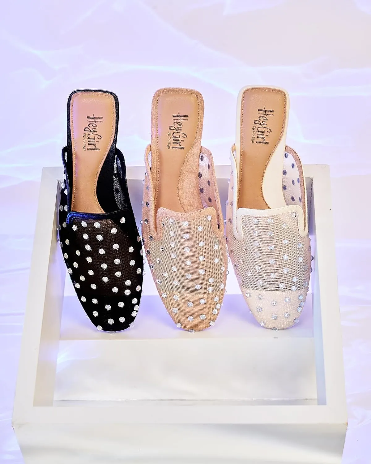 Corkys Footwear Hey Girl to Die for Slip-on Flat Mule - Rhinestone Mesh Body, Closed Toe, Breathable and Lightweight Elegance, Comfortable and Lightly Cushioned Insoles