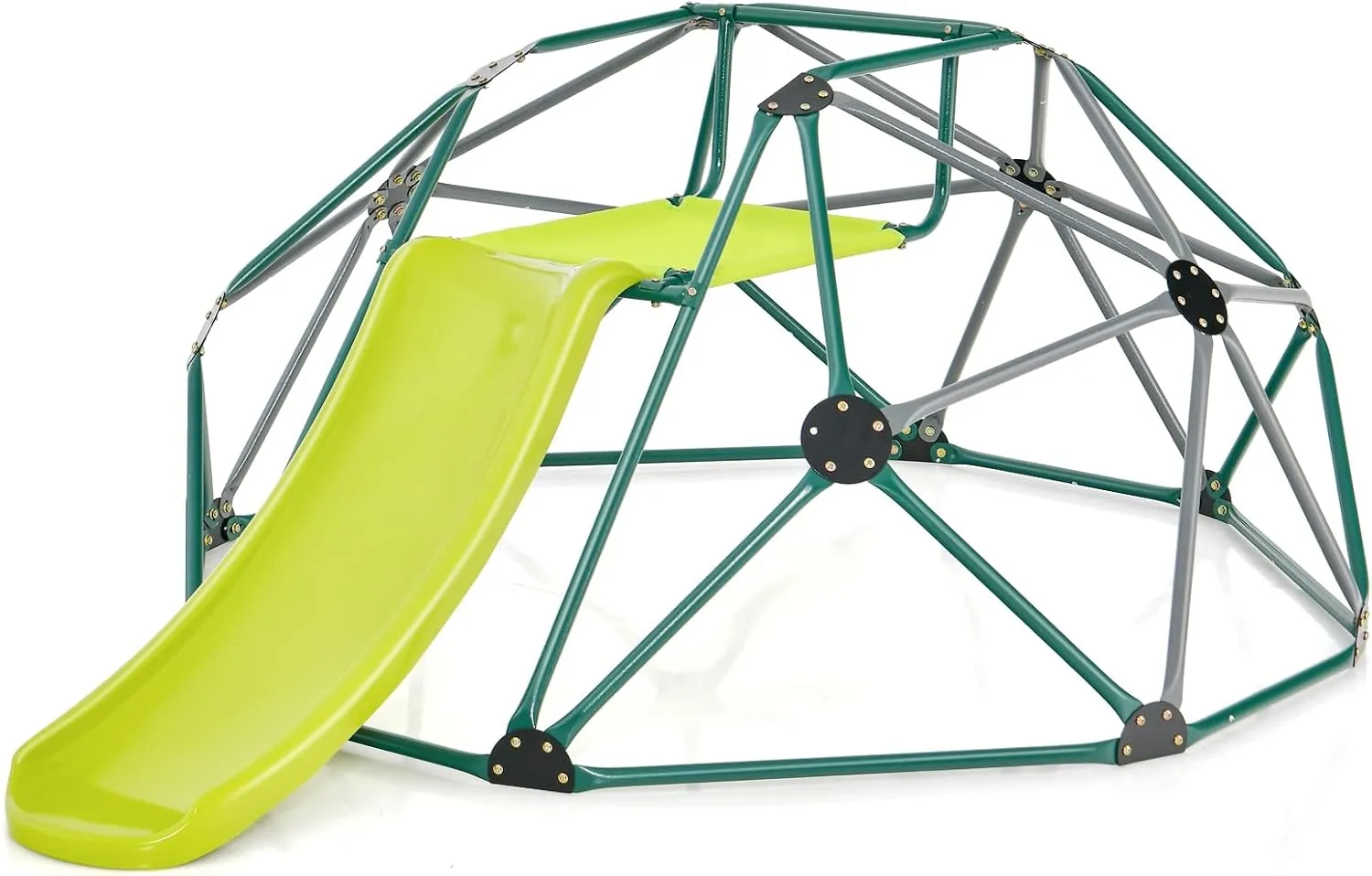 Costzon Kids Climbing Dome with Slide, 8FT Kids Jungle Gym Monkey Bar Climbing Toys for Outdoor, 2 in 1 Indoor Geometric Dome Climber Playground Set for 3-8 Boys Girls Toddlers Backyard Gift Present