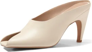 Coutgo Womens Kitten Heels Mules Open Peep Toe Slide Sandals Slip On Summer Dress Shoes
