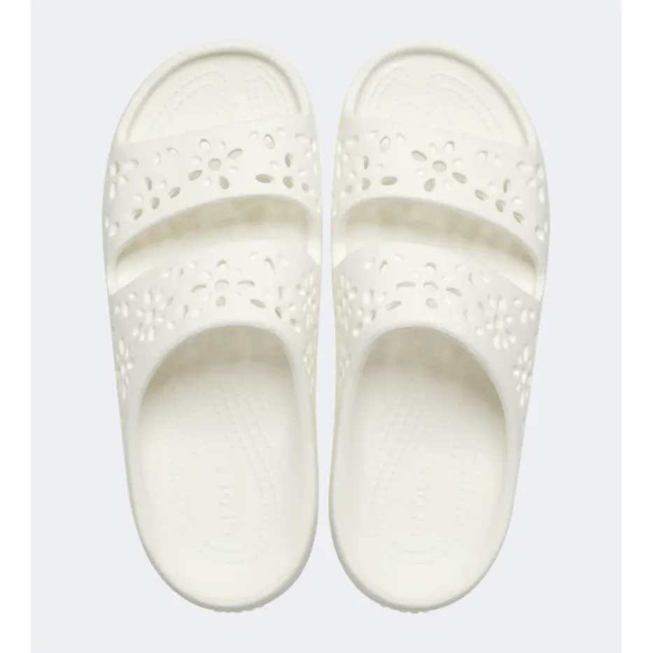 Crocs Classic Floral Cut Out Unisex Lifestyle Slippers Chalk