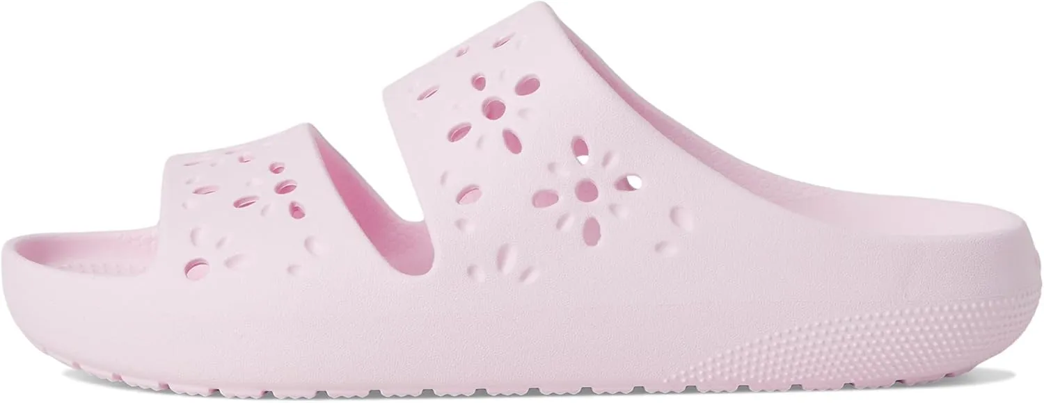 Crocs Unisex-Adult Classic Sandals 2.0 with Floral Cutout Design Slide