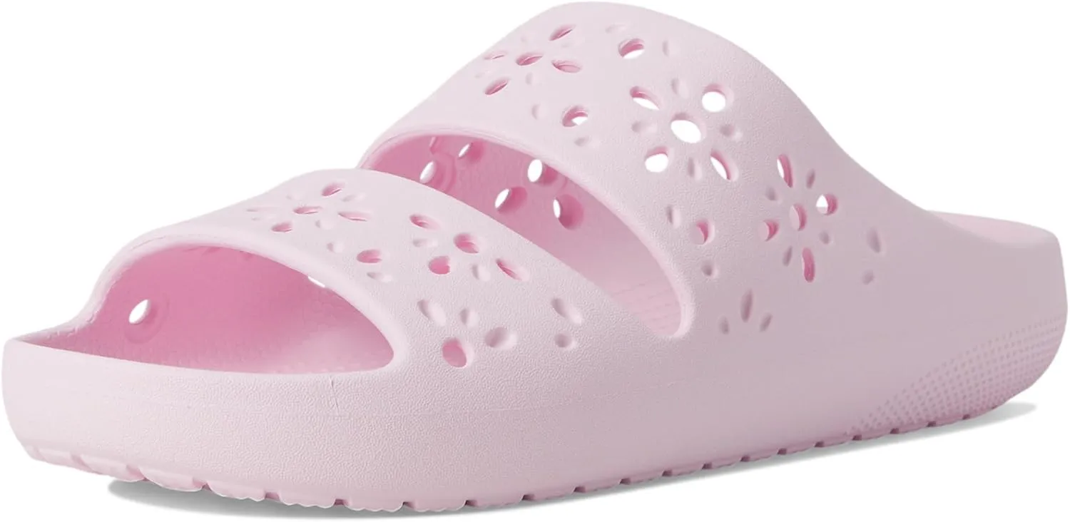 Crocs Unisex-Adult Classic Sandals 2.0 with Floral Cutout Design Slide