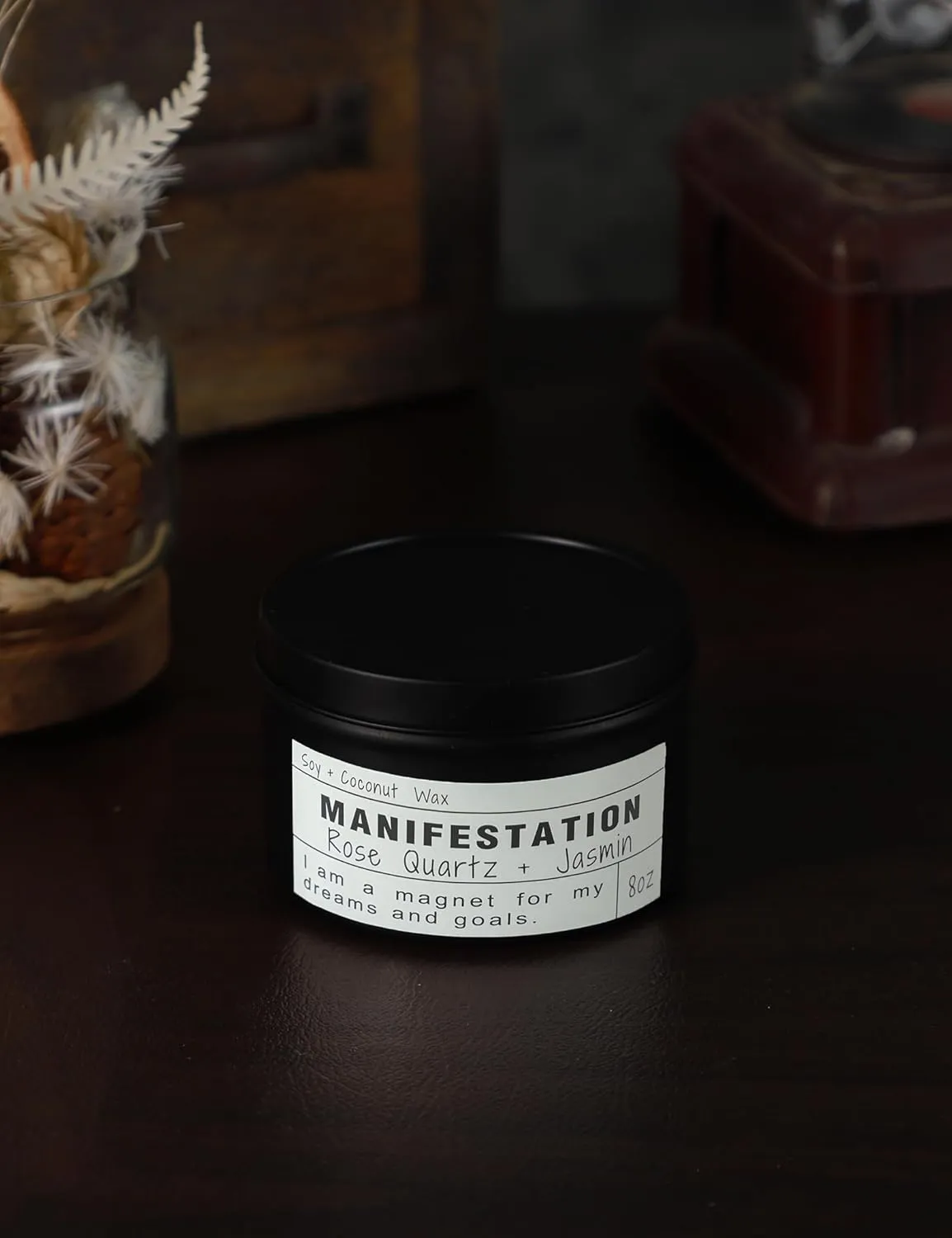 Crystal Stone Soy Candles, Handmade Wishing Gifts, Rose Quartz, Wishing Law of Attraction, Moon Magic, Birthday Candle Gifts. (MANIFESTATION)