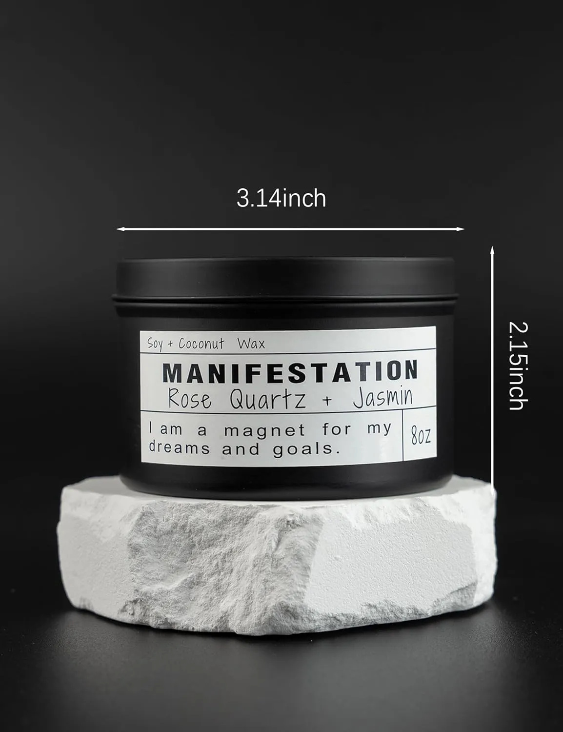Crystal Stone Soy Candles, Handmade Wishing Gifts, Rose Quartz, Wishing Law of Attraction, Moon Magic, Birthday Candle Gifts. (MANIFESTATION)
