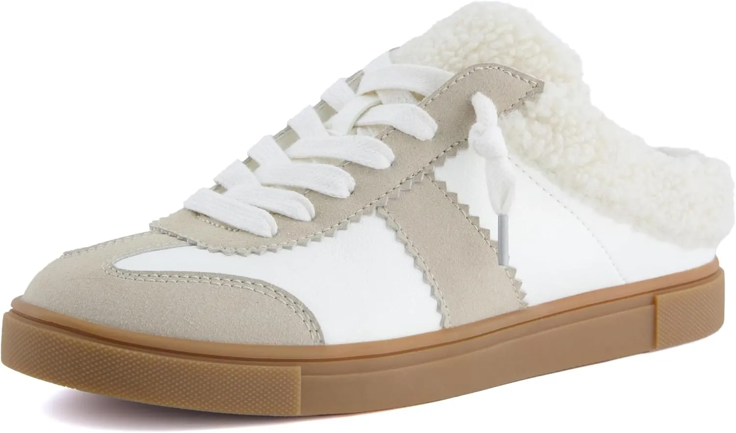 CUSHIONAIRE Blade Women’s Slip On Sneaker Mule – Faux Leather & Suede Backless Sneaker with Memory Foam & Cozy Lining
