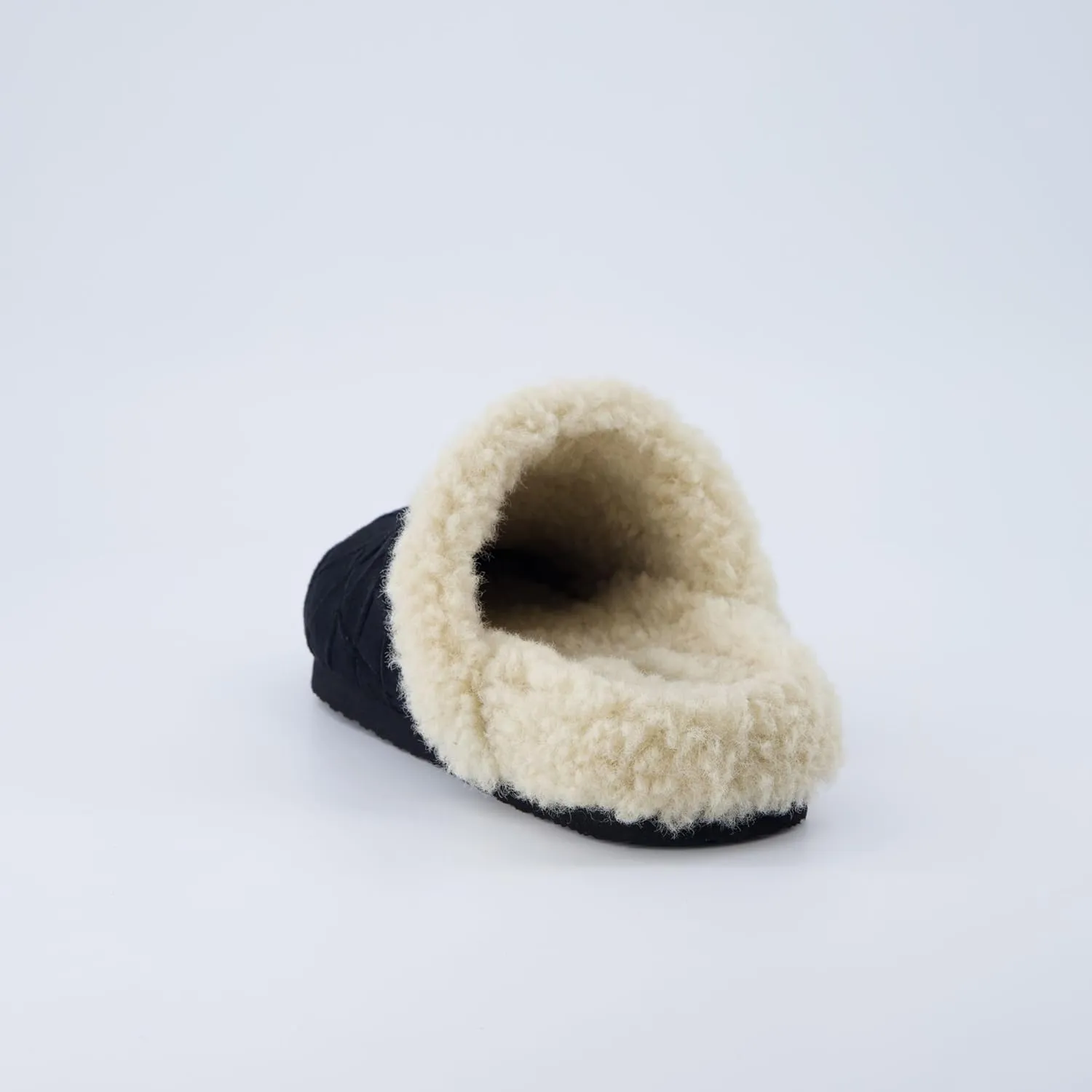 CUSHIONAIRE Cliché Genuine Suede Woven Mule Slippers for Women Indoor and Outdoor - Slip On Faux Fur Lining Women Footwear for Comfort