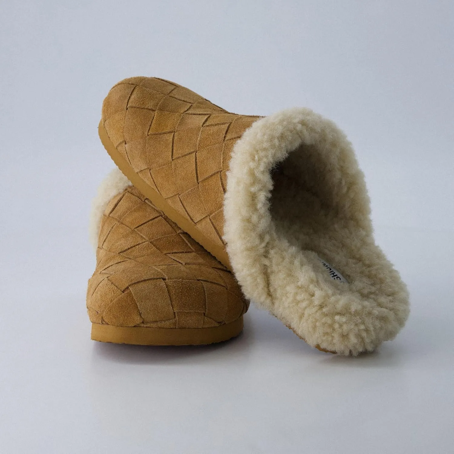 CUSHIONAIRE Cliché Genuine Suede Woven Mule Slippers for Women Indoor and Outdoor - Slip On Faux Fur Lining Women Footwear for Comfort