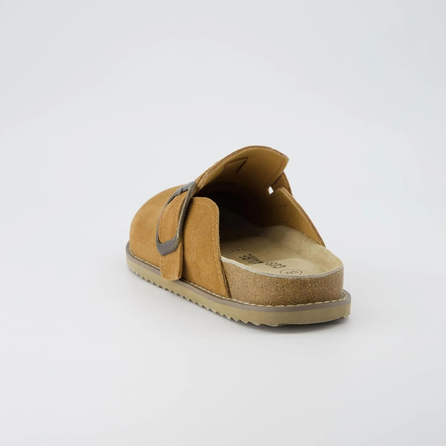 CUSHIONAIRE Women's Blain Genuine Suede Slip-On Clogs with   Memory Foam & Chic Buckle Mule - Comfortable, Non-Slip, Wide Widths Available