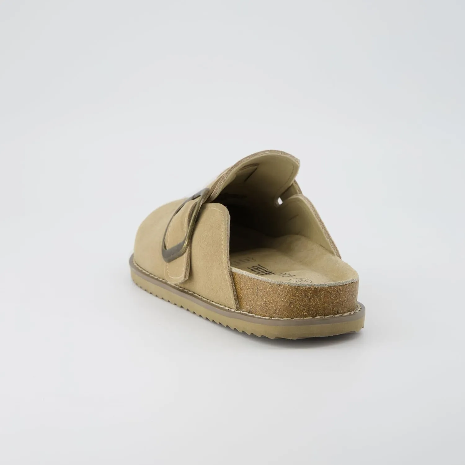 CUSHIONAIRE Women's Blain Genuine Suede Slip-On Clogs with   Memory Foam & Chic Buckle Mule - Comfortable, Non-Slip, Wide Widths Available