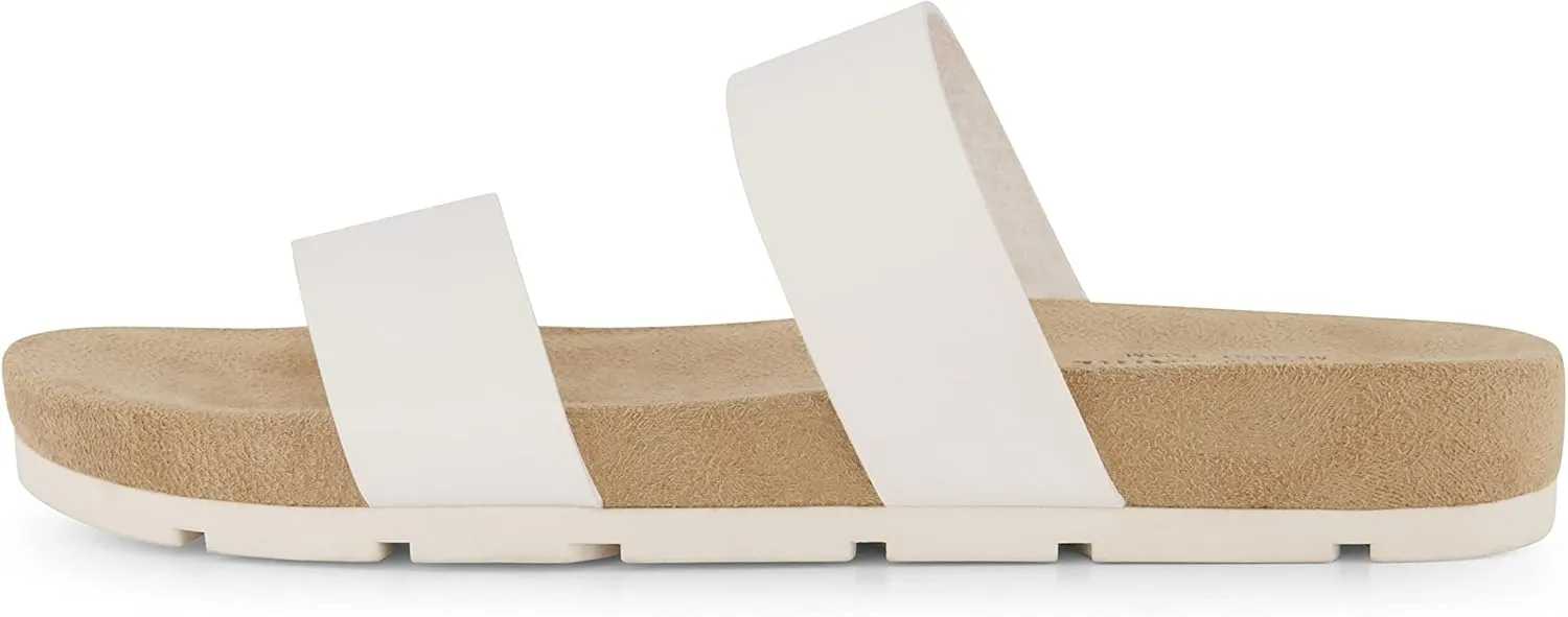 CUSHIONAIRE Women's Jaimy 2 band footbed slide sandal  Memory Foam