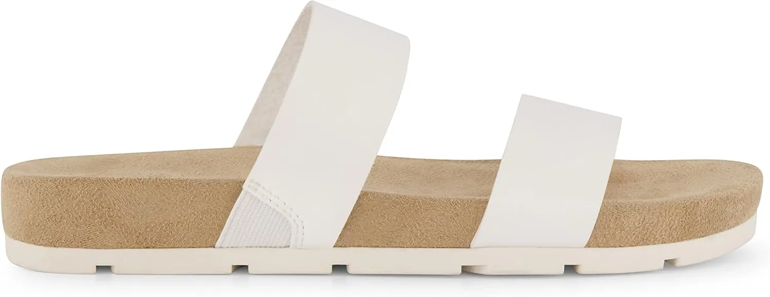 CUSHIONAIRE Women's Jaimy 2 band footbed slide sandal  Memory Foam