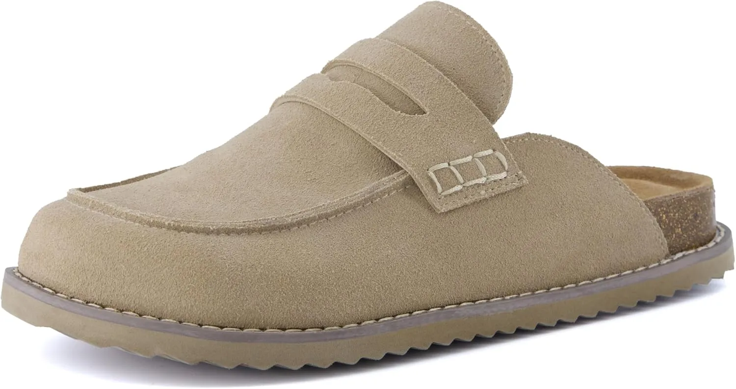 CUSHIONAIRE Zola Women’s Penny Clog Mule – Suede Slip-On with Memory Foam, Cork Footbed & Flexible Outsole