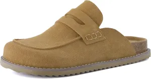 CUSHIONAIRE Zola Women’s Penny Clog Mule – Suede Slip-On with Memory Foam, Cork Footbed & Flexible Outsole
