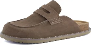 CUSHIONAIRE Zola Women’s Penny Clog Mule – Suede Slip-On with Memory Foam, Cork Footbed & Flexible Outsole