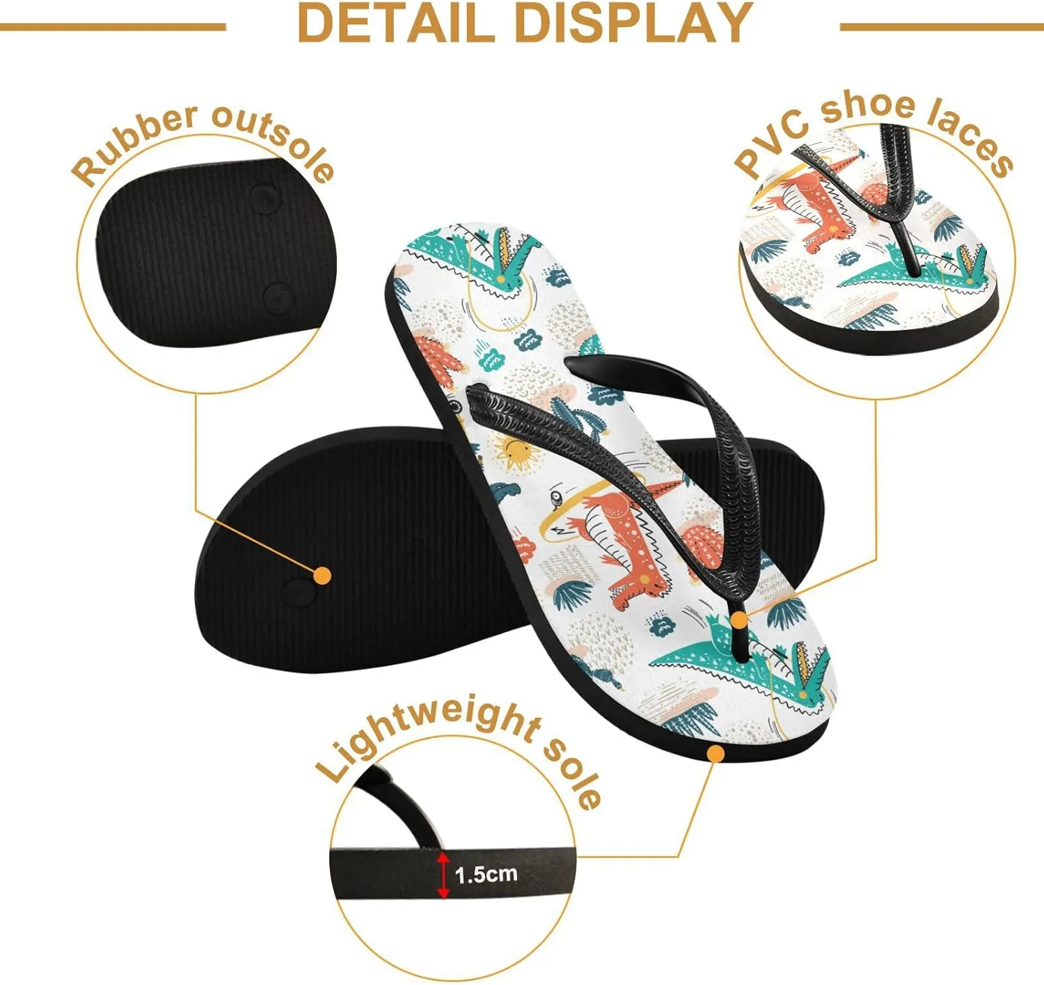 Cute Crocodile Pattern Flip Flop Sandal Men's and Women's Summer Sandal | Beach & Water Shoes（780）