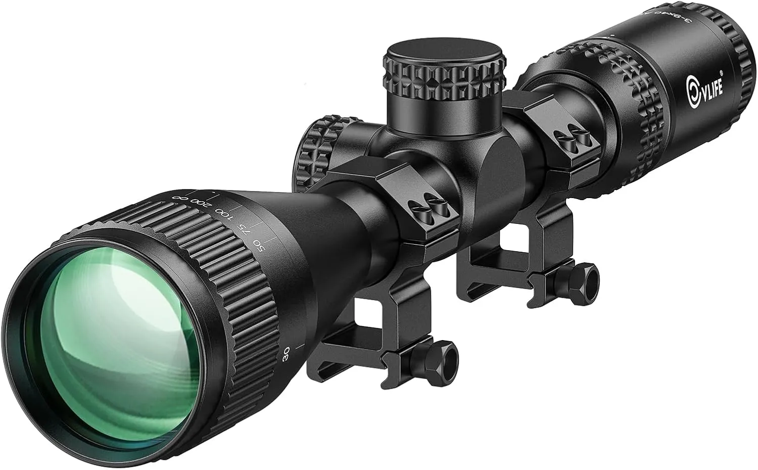 CVLIFE JackalHowl F02 AO Rifle Scope - SFP Hunting Rifle Scope with Parallax Adjustment and 20mm Scope Rings - Second Focal Plane