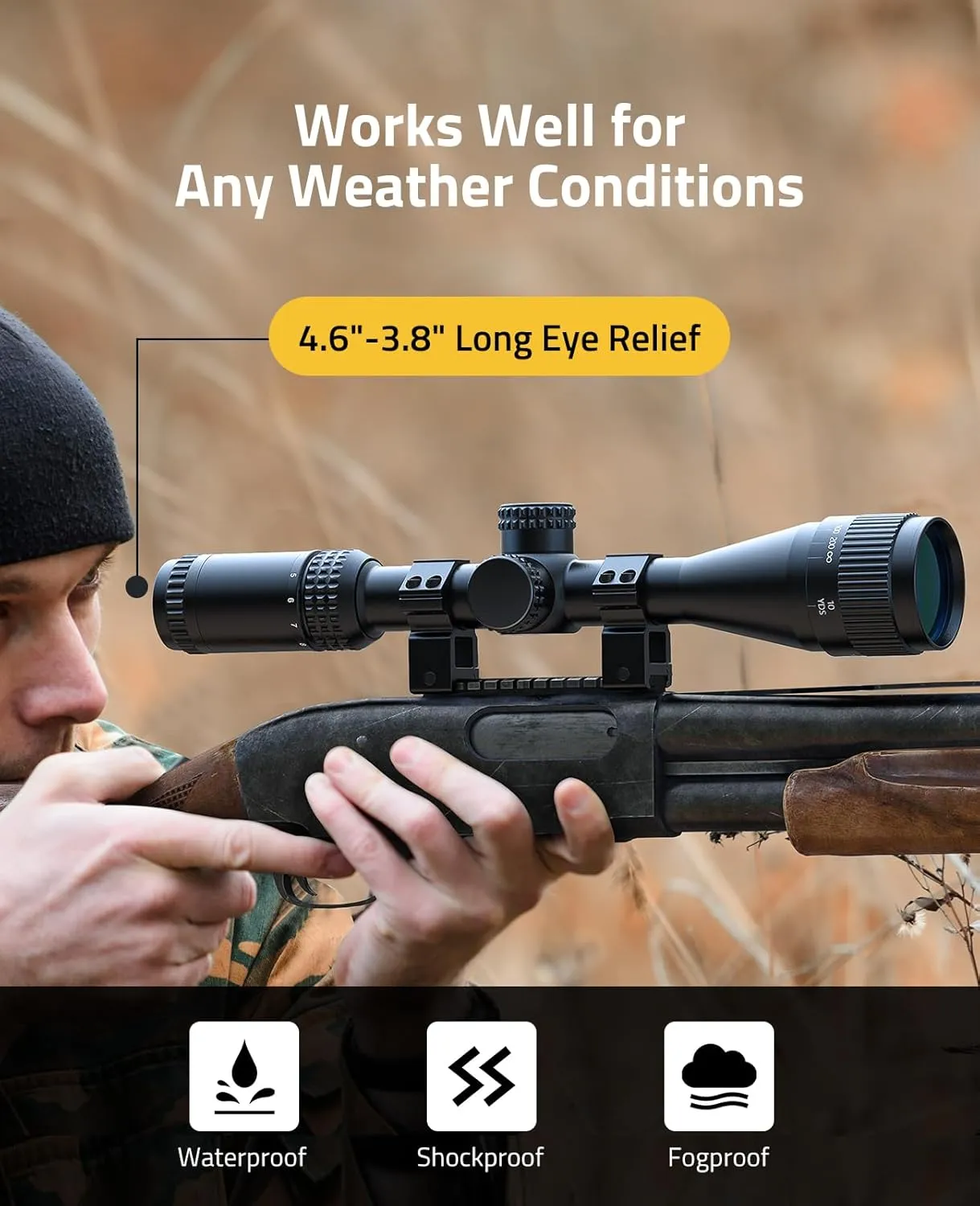 CVLIFE JackalHowl F02 AO Rifle Scope - SFP Hunting Rifle Scope with Parallax Adjustment and 20mm Scope Rings - Second Focal Plane