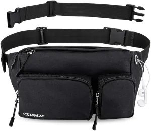 CXWMZY Fanny Packs For Women & Men, Waist Bag Hip Bum Bag Strap Extension Large Capacity Easy Carry Any Phone Passport Wallet for Outdoors Workout Traveling Casual Running Hiking Cycling Dog Walking