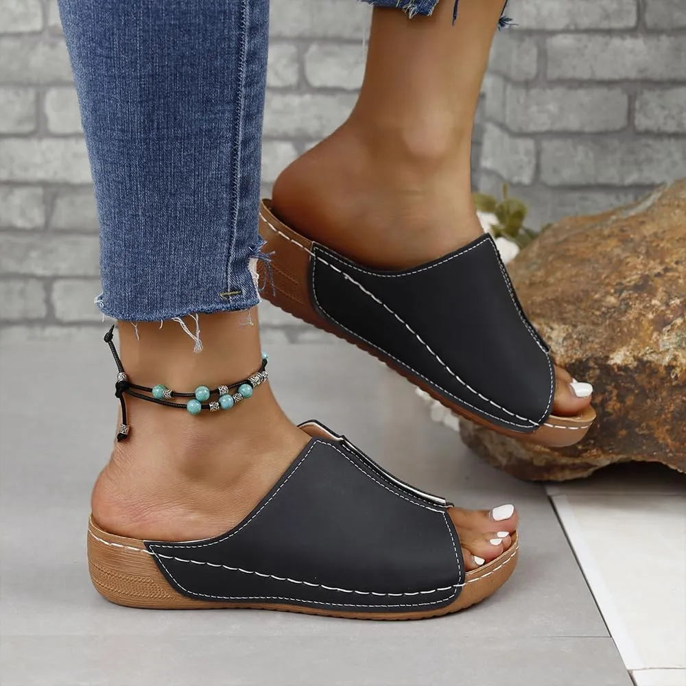 Damping Sole Upgradation Stretch Lightweight Sandals, 2024 New Orthopedic Arch Support Walking Summer Shoes Women Flat Sandals