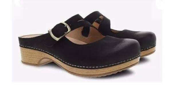 Dansko Black Britney Burnished Nubuck Slip On Women's Comfort Shoe 9422-471600