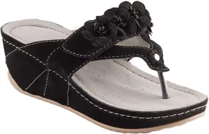 David Tate Womens Garden Leather Slip On Wedge Sandals