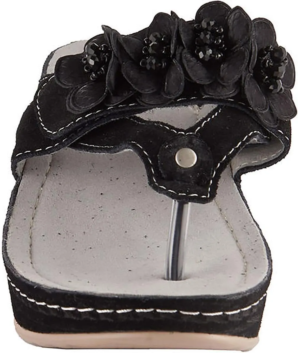 David Tate Womens Garden Leather Slip On Wedge Sandals