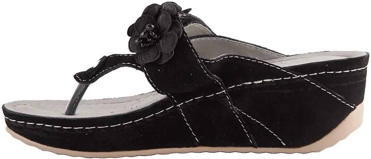 David Tate Womens Garden Leather Slip On Wedge Sandals