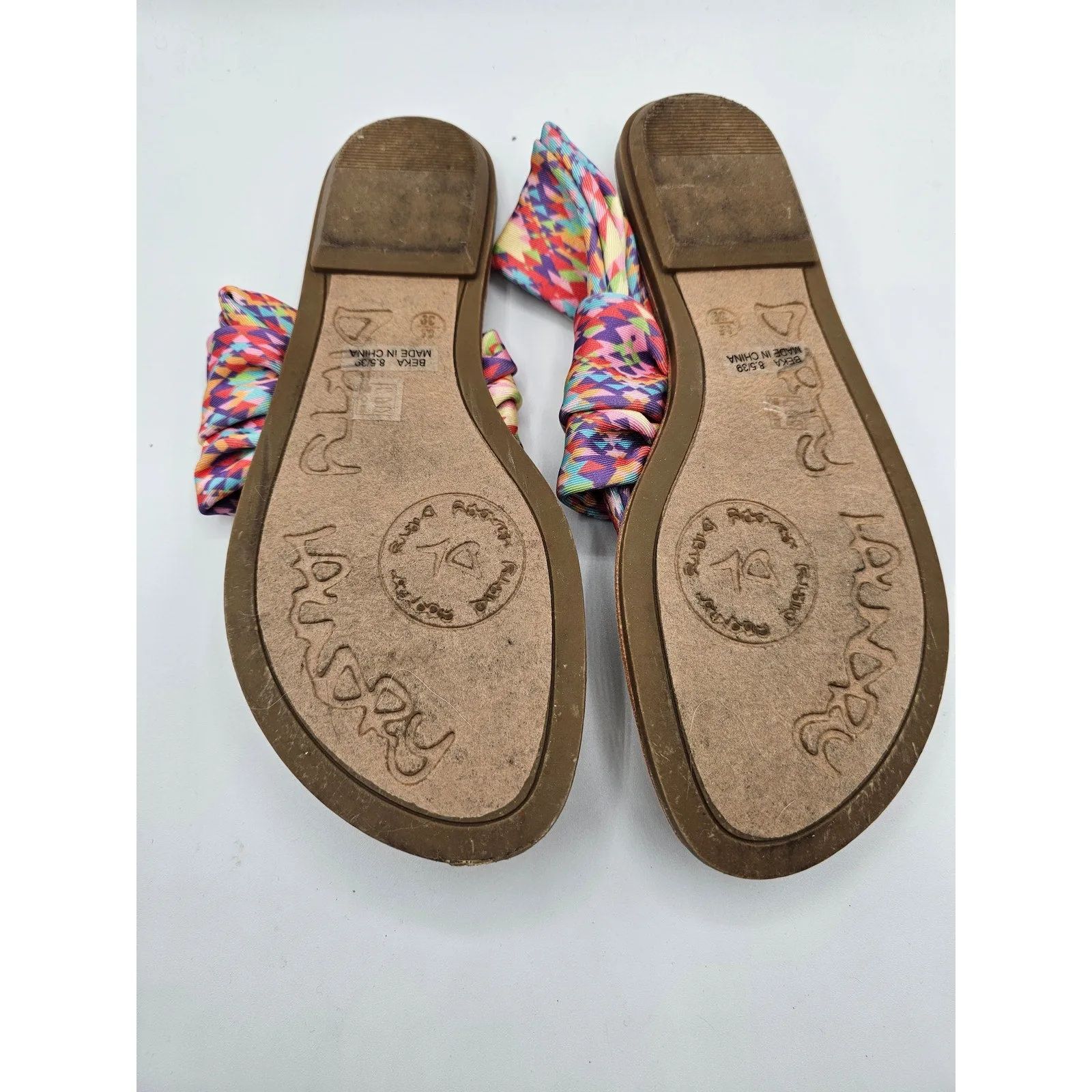 Dirty Laundry Womens Sz 8.5 Flip Flop Sandals Colorful Aztec Print BEKA