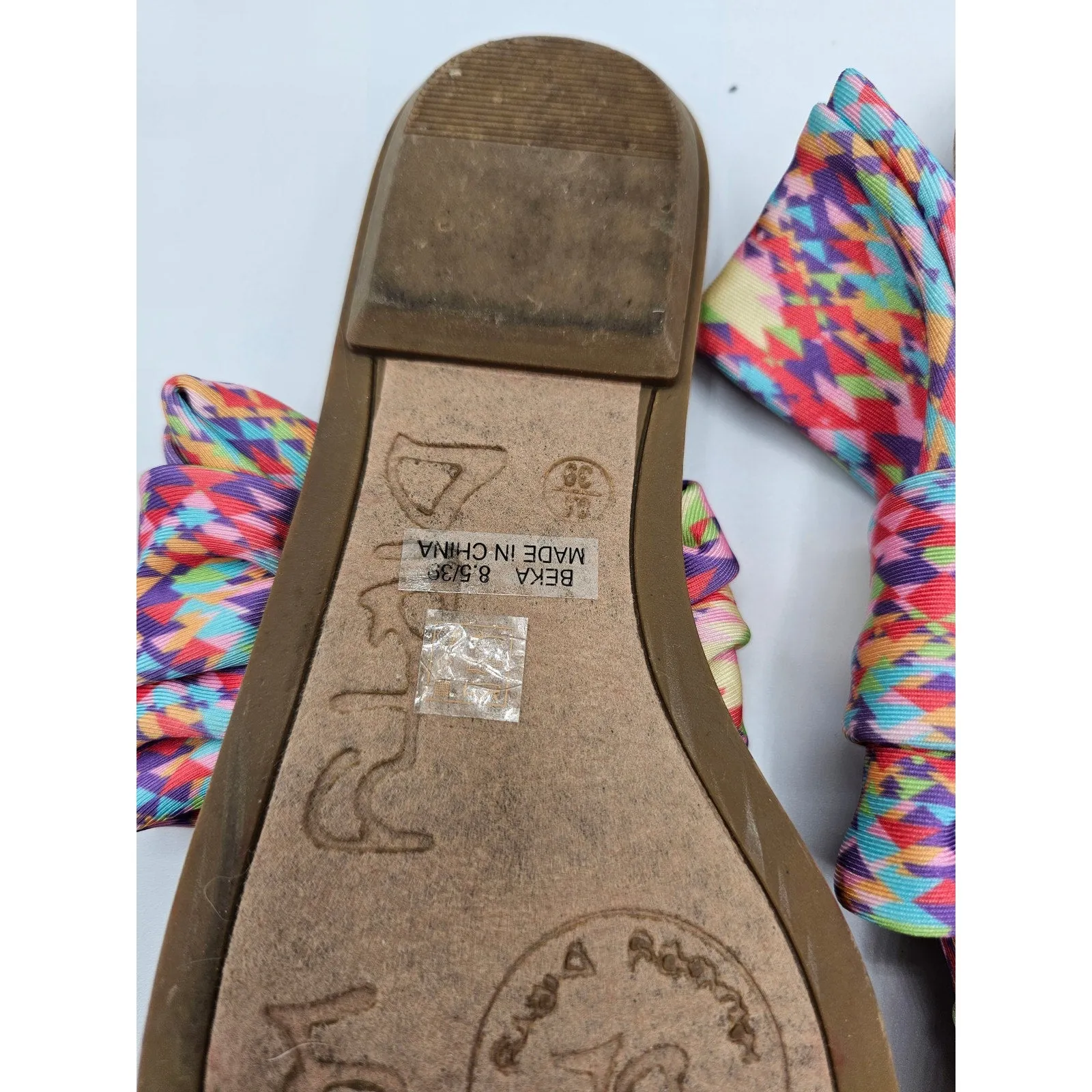 Dirty Laundry Womens Sz 8.5 Flip Flop Sandals Colorful Aztec Print BEKA