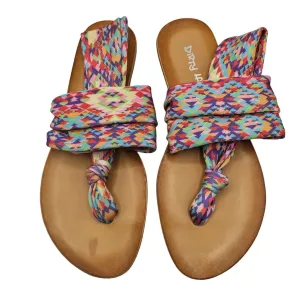 Dirty Laundry Womens Sz 8.5 Flip Flop Sandals Colorful Aztec Print BEKA